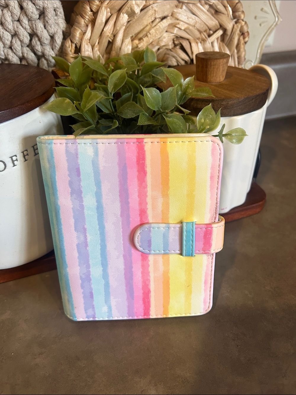 Pastel Rainbow Stripe Gift Card Organizer Wallet